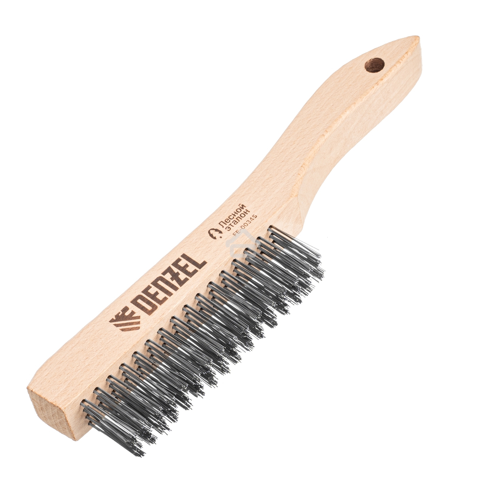Щетка зачистная Denzel 4-х рядная, прямая проволока из нержавеющей стали с деревянной ручкой, EFP