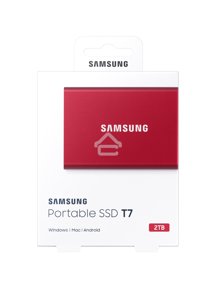 Твердотельный накопитель Samsung SSD 2TB T7, USB Type-C, R/W 1000/1050MB/s, красный