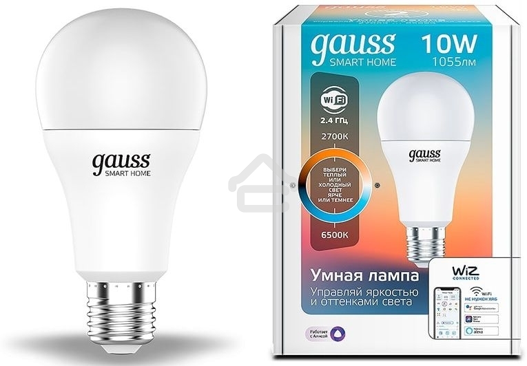 Лампа Светодиодная Gauss Smart Home DIM+CCT E27 A60 10 Вт 1/10/100