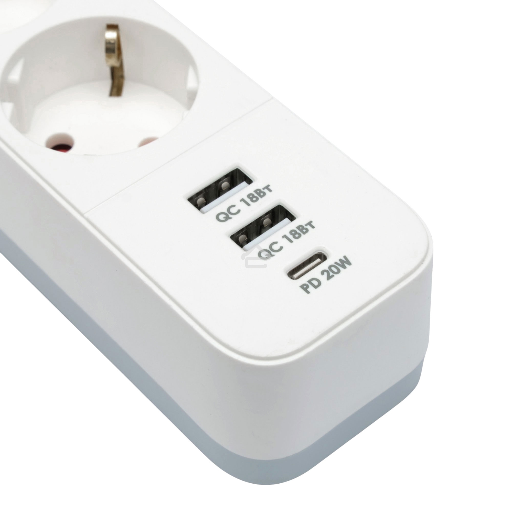 Сетевой фильтр Гарнизон EPS-3-CU2-W-2 2.0 Мультипорт 3 р, 10А, 1xType-C PD, 2 х USB QC, 2 м, ур.защиты 2+, белый, пак (21448)