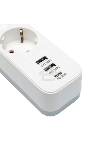 Сетевой фильтр Гарнизон EPS-3-CU2-W-2 2.0 Мультипорт 3р, 10А, 1xType-C PD, 2 х USB QC, 2м, ур.защиты 2+, белый, пак (21448)