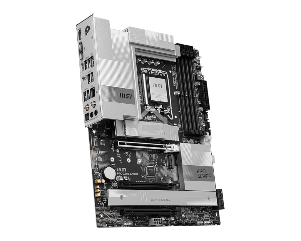 Материнская плата MSI PRO Z890-A WIFI, LGA 1851, Intel Z890, 4xDDR5, 4xSATA, 4xM.2, 1xPCIe 5.0 x16, 2xPCIe 4.0 x4, 1xHDMI, 2xUSB-C Thunderbolt 4, 1xUSB-C 3.2 Gen 2, 3xUSB-A 3.2 Gen 2, 4xUSB-A 3.2 Gen 1, 1x 5Gb LAN, 2x3.5 мм, 7.1, ATX