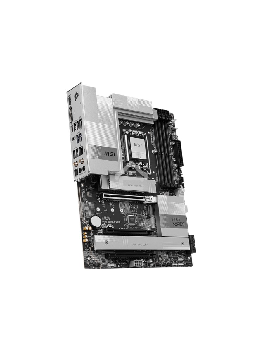 Материнская плата MSI PRO Z890-A WIFI, LGA 1851, Intel Z890, 4xDDR5, 4xSATA, 4xM.2, 1xPCIe 5.0 x16, 2xPCIe 4.0 x4, 1xHDMI, 2xUSB-C Thunderbolt 4, 1xUSB-C 3.2 Gen 2, 3xUSB-A 3.2 Gen 2, 4xUSB-A 3.2 Gen 1, 1x 5Gb LAN, 2x3.5 мм, 7.1, ATX