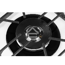 Газовая варочная панель Kuppersberg FG 62 W Газовая варочная панель, закаленное стекло, ширина 60 см, 4 газовые конфорки, WOK конфорка(3,8 кВт), автоподжиг, газ-контроль, чугунные решетки, белый