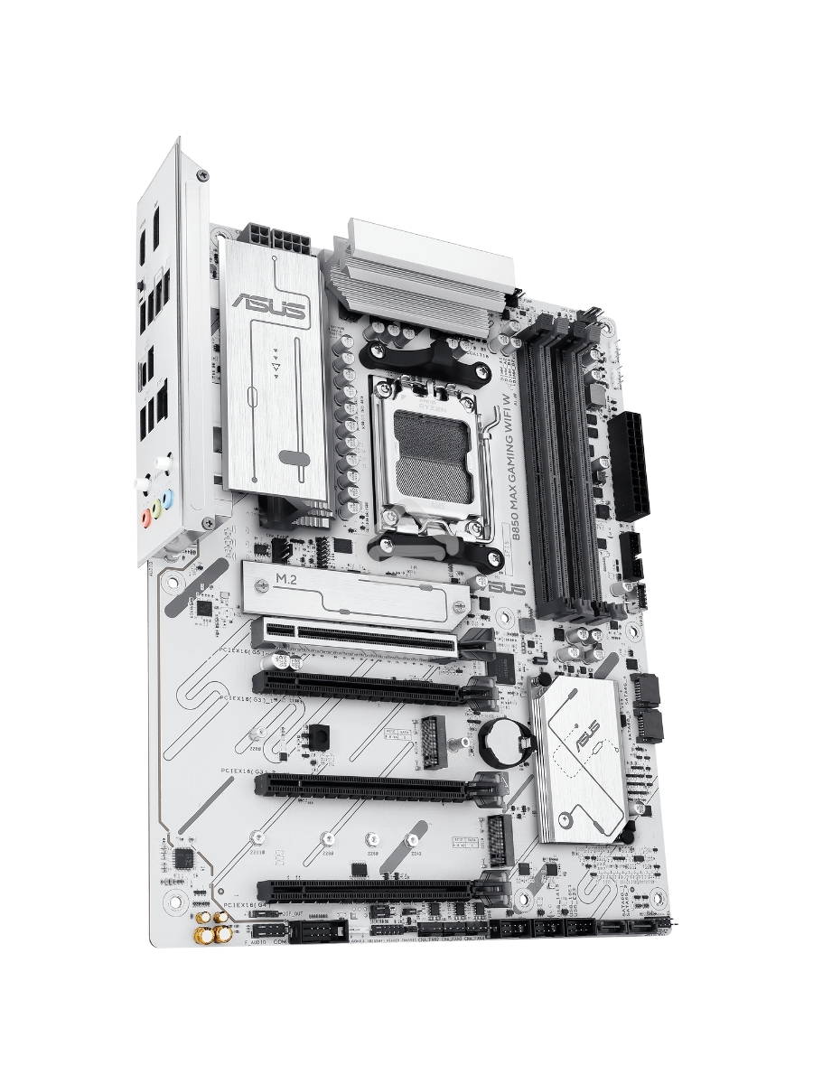 Материнская плата ASUS B850 MAX GAMING WIFI W, AM5, AMD B850, 4xDDR5, 4xSATA, 3xM.2, 1xPCIe 5.0 x16, 1xPCIe 4.0 x4, 2xPCIe 3.0 x1, 1xDisplayPort, 1xHDMI, 1x2.5Gb LAN, Wi-Fi 6E, Bluetooth 5.3, 1xUSB-C 10Gbps, 3xUSB-A 10Gbps, 2xUSB-A 5Gbps, 2xUSB-A 2.0, 3x3