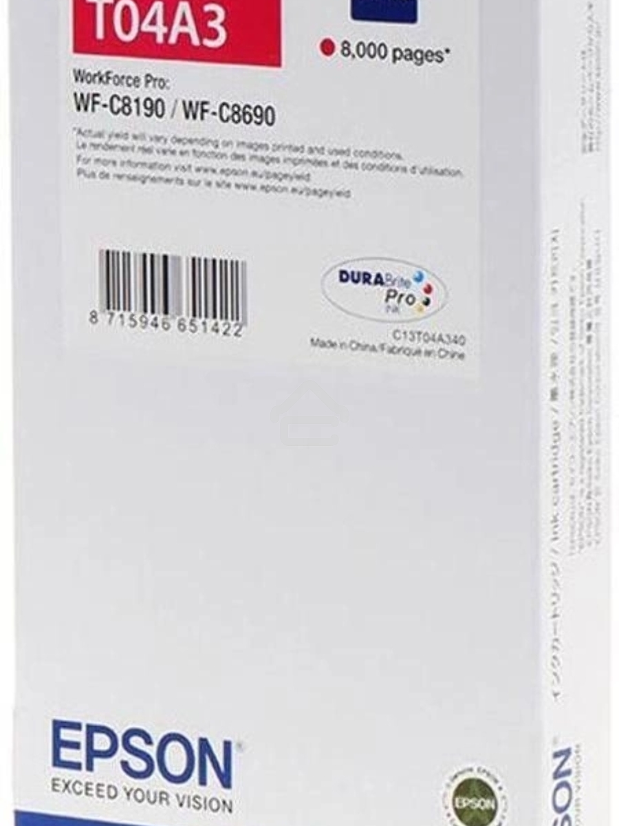 Картридж струйный Epson C13T04A340 пурпурный (8000 стр.) для WF-C8190 / WF-C8690