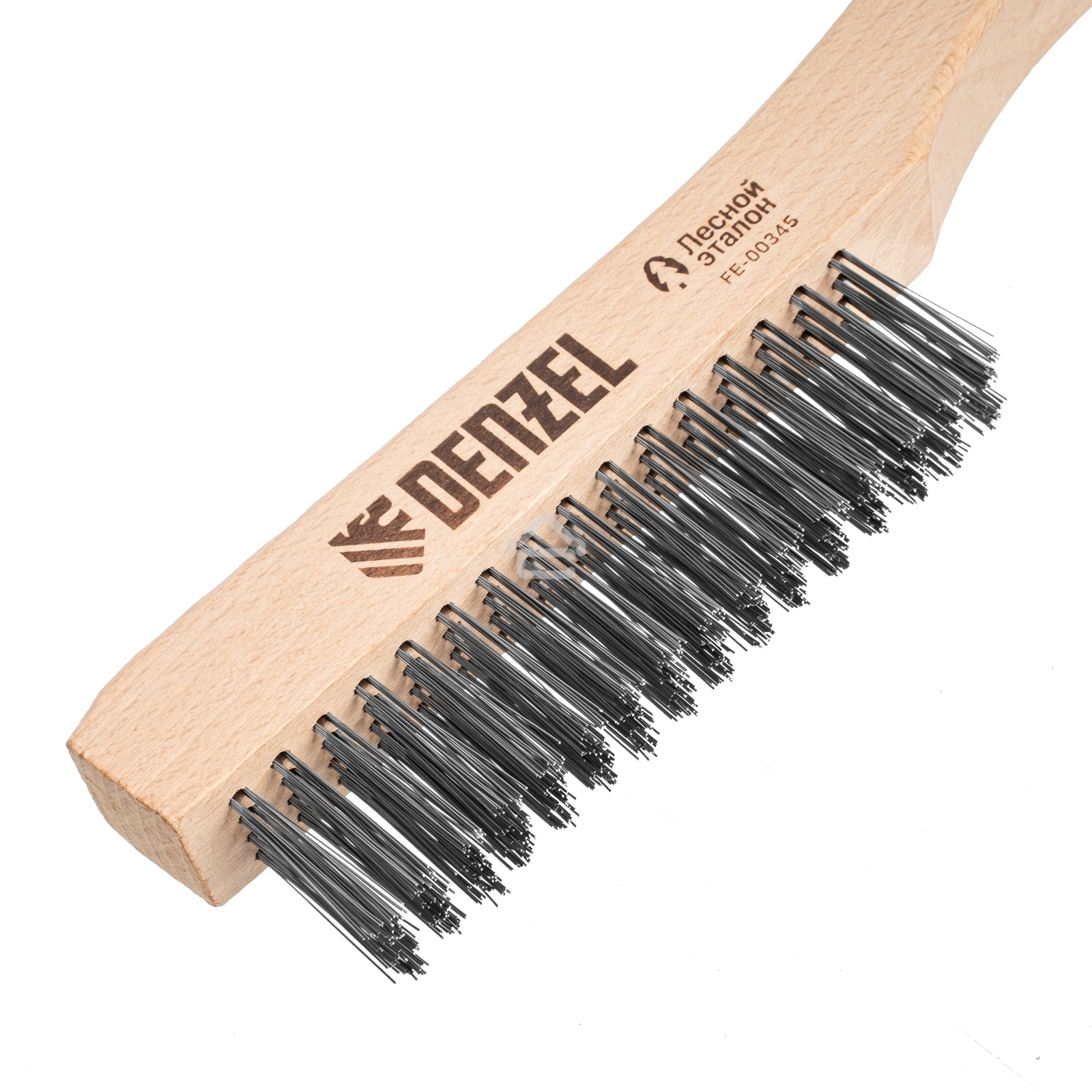 Щетка зачистная Denzel 4-х рядная, прямая проволока из нержавеющей стали с деревянной ручкой, EFP
