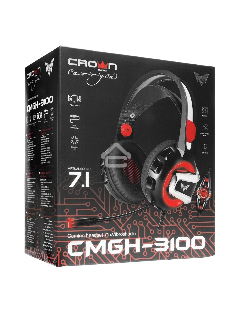 Гарнитура игровая CROWN CMGH-3100 Black&red