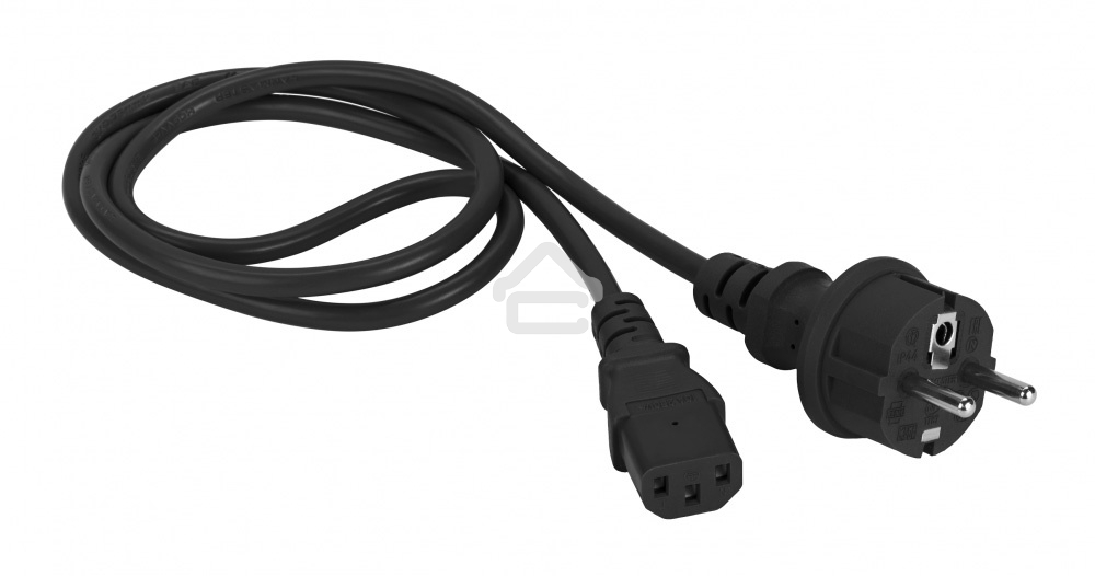 Шнур питания Lanmaster C13-Schuko, 3х0.75, 220В, 10А, черный, 1.8 метра
