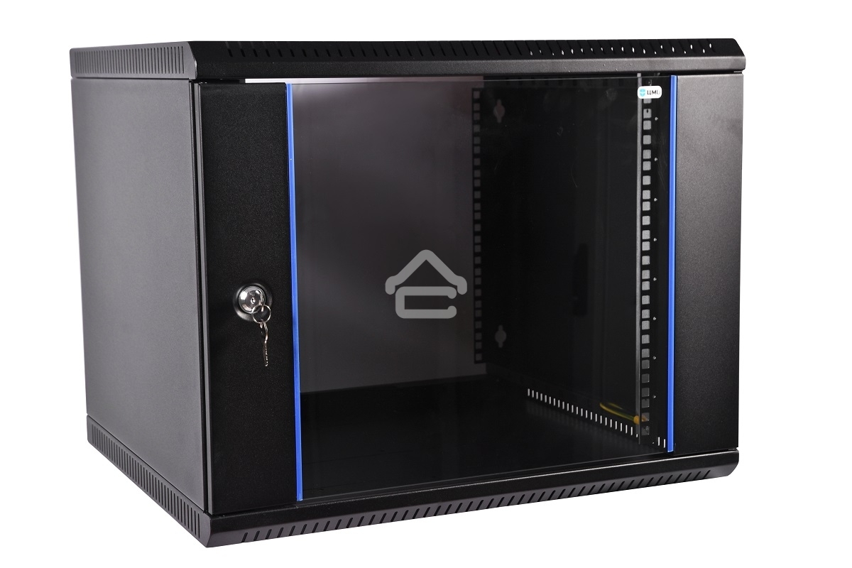 Шкаф телеком. настенный разборный 12U (600х350) дверь стекло,цвет черный (ШРН-Э-12.350-9005) (1 коробка)