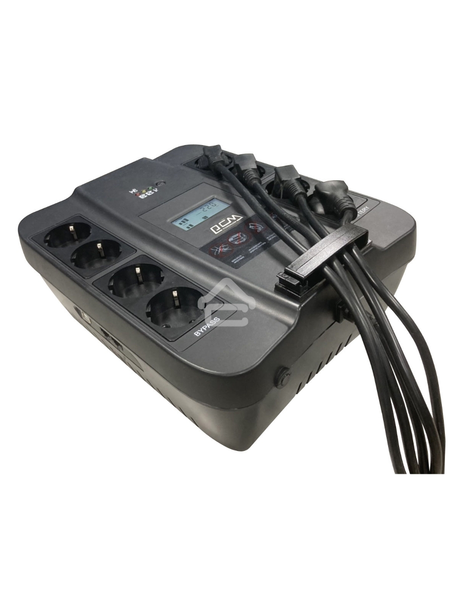 Источник бесперебойного питания Powercom Back-UPS SPIDER, Line-Interactive, LCD, AVR, 1100VA/605W, Schuko, USB, black (1452054)