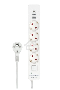 Сетевой фильтр Гарнизон EPS-OP-4-CU2-W-2 2.0 Мультипорт 4р, 10А, 1xType-C PD, 2 х USB QC, 4м, ур.защиты 4+, белый, пак(21449)