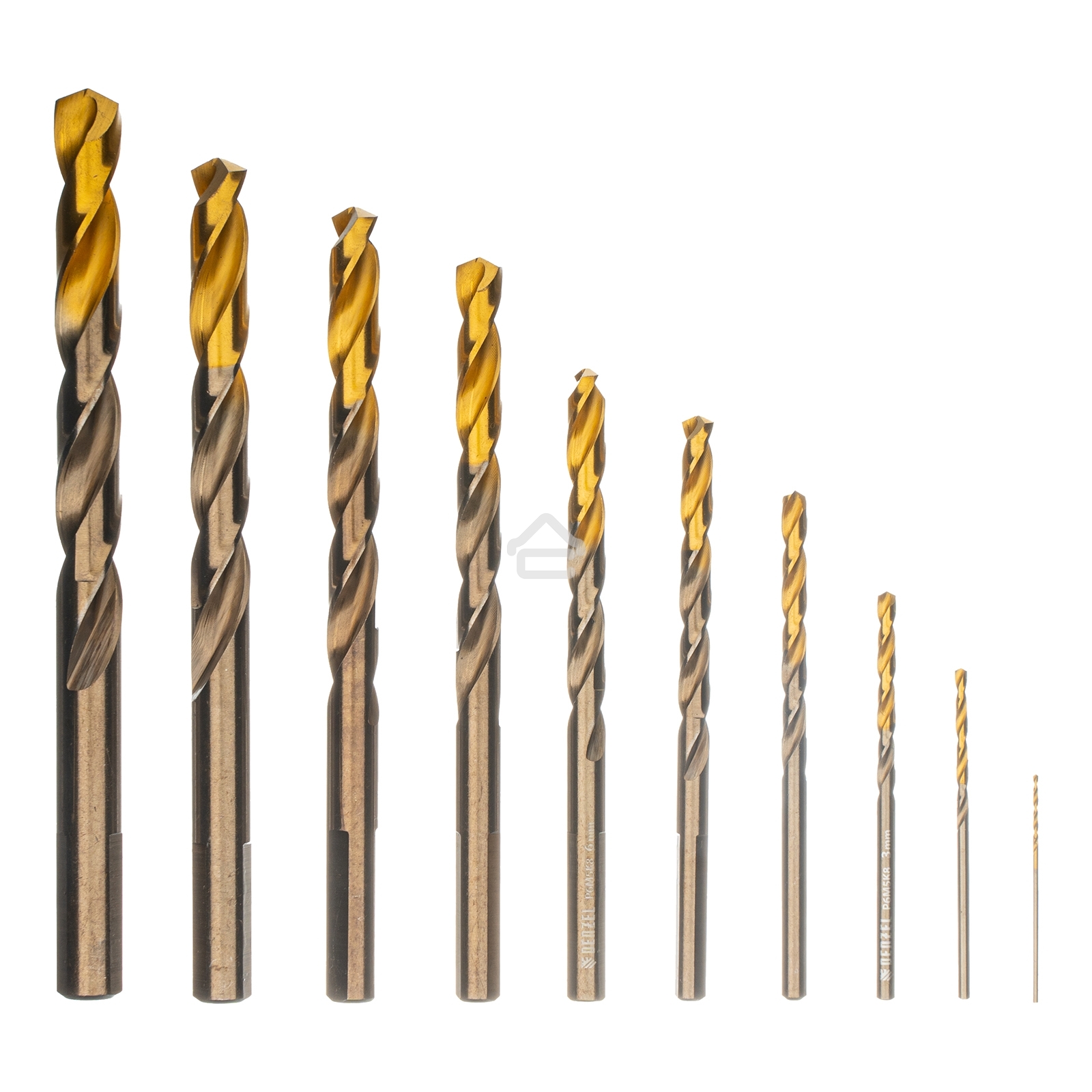 Набор сверл по металлу Denzel 1-10 мм, Р6М5К8-TiN, Golden Tip, 10 шт 723005