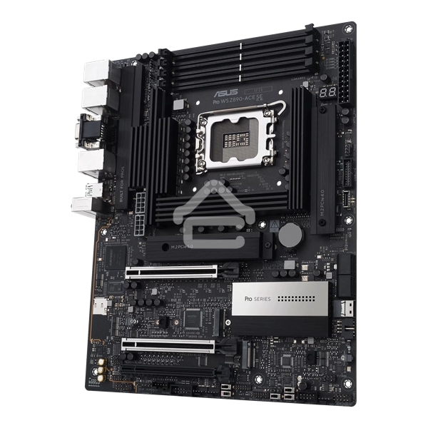 Материнская плата ASUS PRO WS Z890-ACE SE, LGA1851, Intel Z890, 4xDDR5, 4xM.2, 8xSATA, 2xPCIe 5.0 x16, 1xPCIe 4.0 x4, 1xHDMI, 1xThunderbolt 4 (USB-C), 1xVGA, 1x10Gb LAN, 1x2.5Gb LAN, 6xUSB-A 10Gbps, 1xUSB-C 20Gbps, 2x3.5 мм аудио, 7.1, ATX