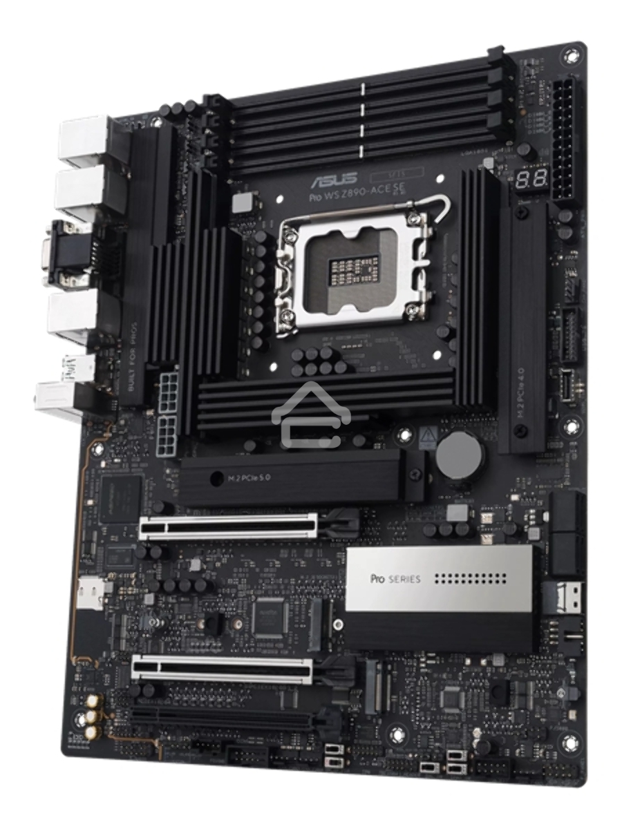 Материнская плата ASUS PRO WS Z890-ACE SE, LGA1851, Intel Z890, 4xDDR5, 4xM.2, 8xSATA, 2xPCIe 5.0 x16, 1xPCIe 4.0 x4, 1xHDMI, 1xThunderbolt 4 (USB-C), 1xVGA, 1x10Gb LAN, 1x2.5Gb LAN, 6xUSB-A 10Gbps, 1xUSB-C 20Gbps, 2x3.5 мм аудио, 7.1, ATX