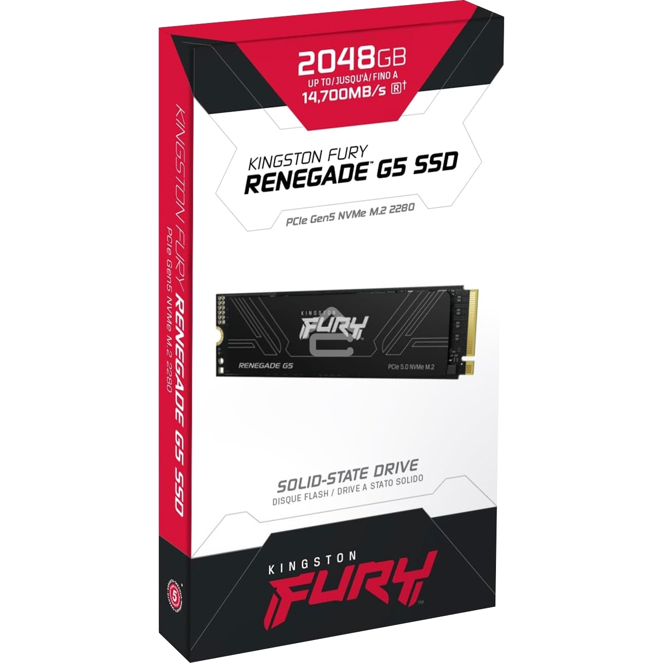 Накопитель SSD Kingston Fury Renegade, 2Tb, M.2(22x80мм), NVMe, PCIe 5.0 x4, 3D TLC, R/W 14700/14000Mb/s, IOPs 2 200 000/2 200 000, TbW 2000, DWPD 0.5 (12 мес)