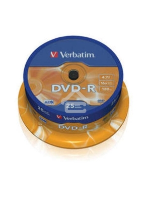 Диск DVD-R Verbatim 4.7Gb 16x Cake Box (25шт) (43522)