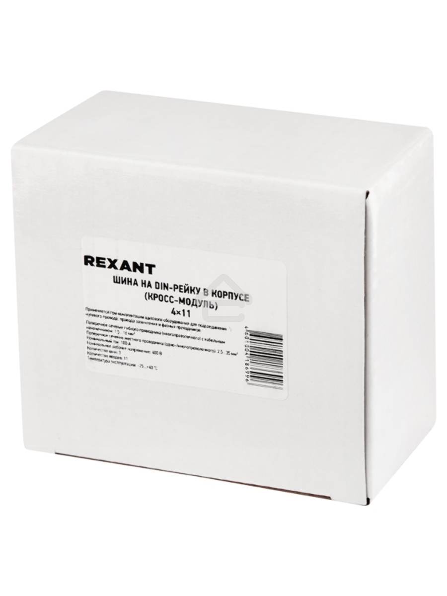 Шина на DIN-рейку в корпусе (кросс-модуль) 4х11 Rexant