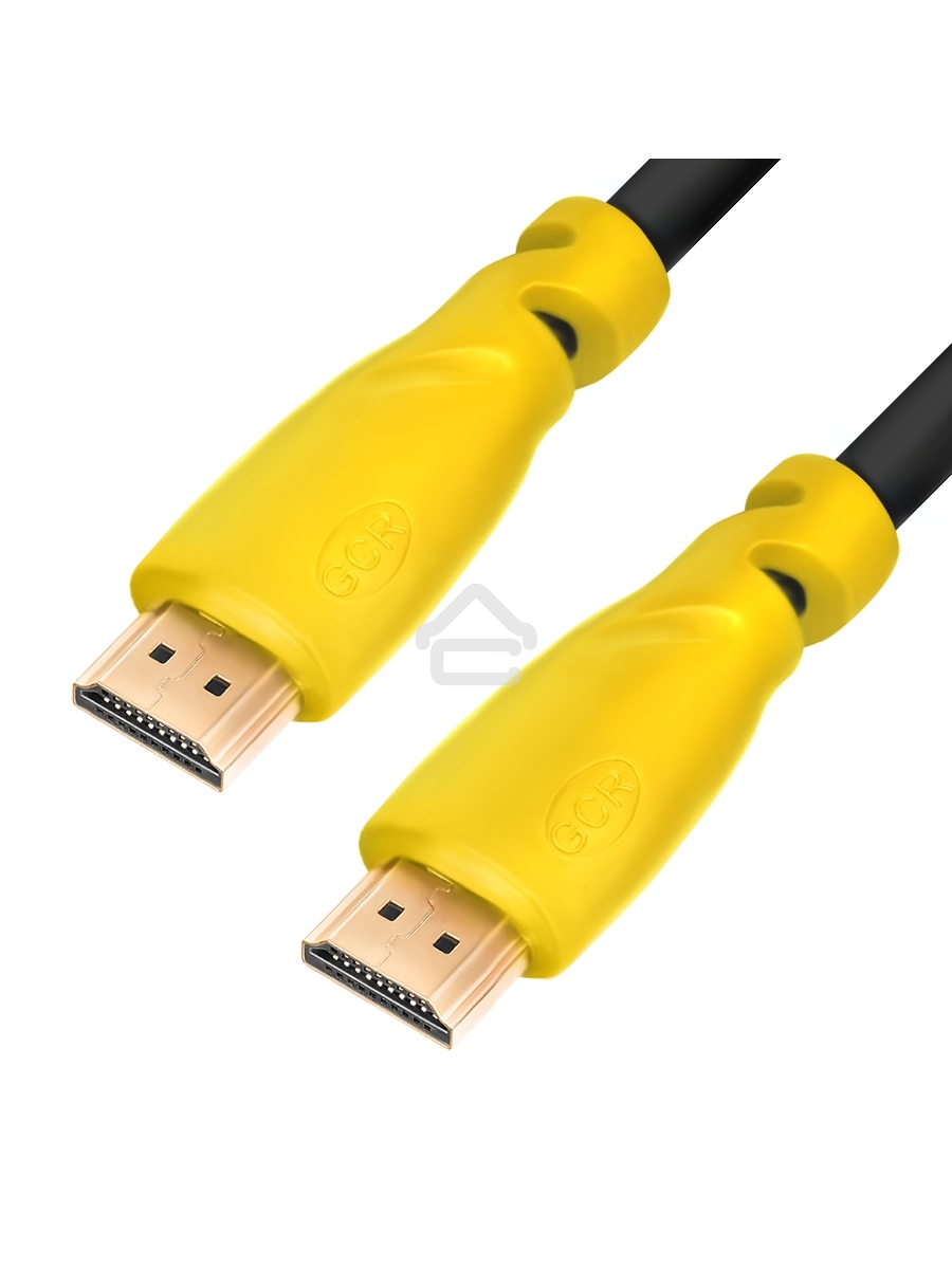 Кабель Greenconnect5.0m HDMI версия 1.4,черный, желтые коннекторы, OD7.3mm, 30/30 AWG, позолоченные контакты, Ethernet 10.2 Гбит/с, 3D, 4K, экран