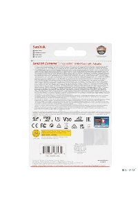 Флеш карта microSDXC 128GB SanDisk EXTREME Class 10, UHS-I, W90, R 190 МБ/с, <SDSQXAA-128G-GN6MA> адаптер на SD
