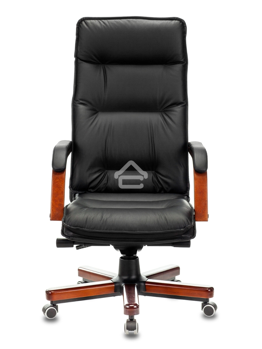 Кресло руководителя Бюрократ T-9927WALNUT/BLACK черный, кожа, крестовина дерево