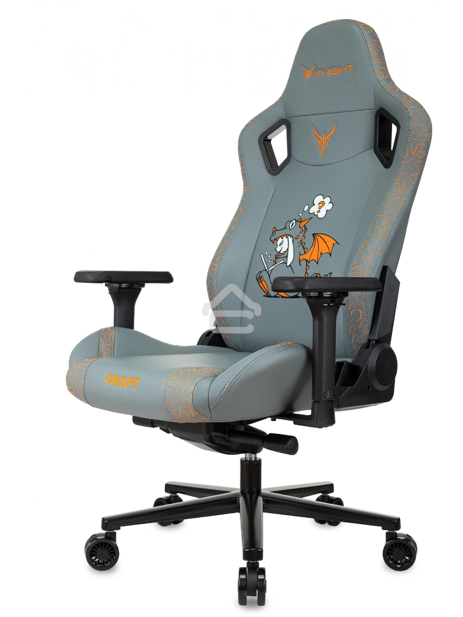 Кресло игровое Knight Craft Dragon серый эко.кожа крестов. металл