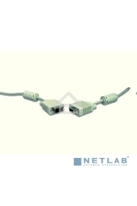 Кабель Gembird/Cablexpert CC-PPVGA-10, Кабель VGA Premium  15M/15M, 3.0м, белый, тройной экран, феррит.кольца 