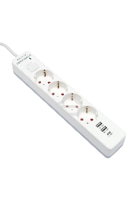 Сетевой фильтр Гарнизон EPS-OP-4-CU2-W-2 2.0 Мультипорт 4р, 10А, 1xType-C PD, 2 х USB QC, 4м, ур.защиты 4+, белый, пак(21449)