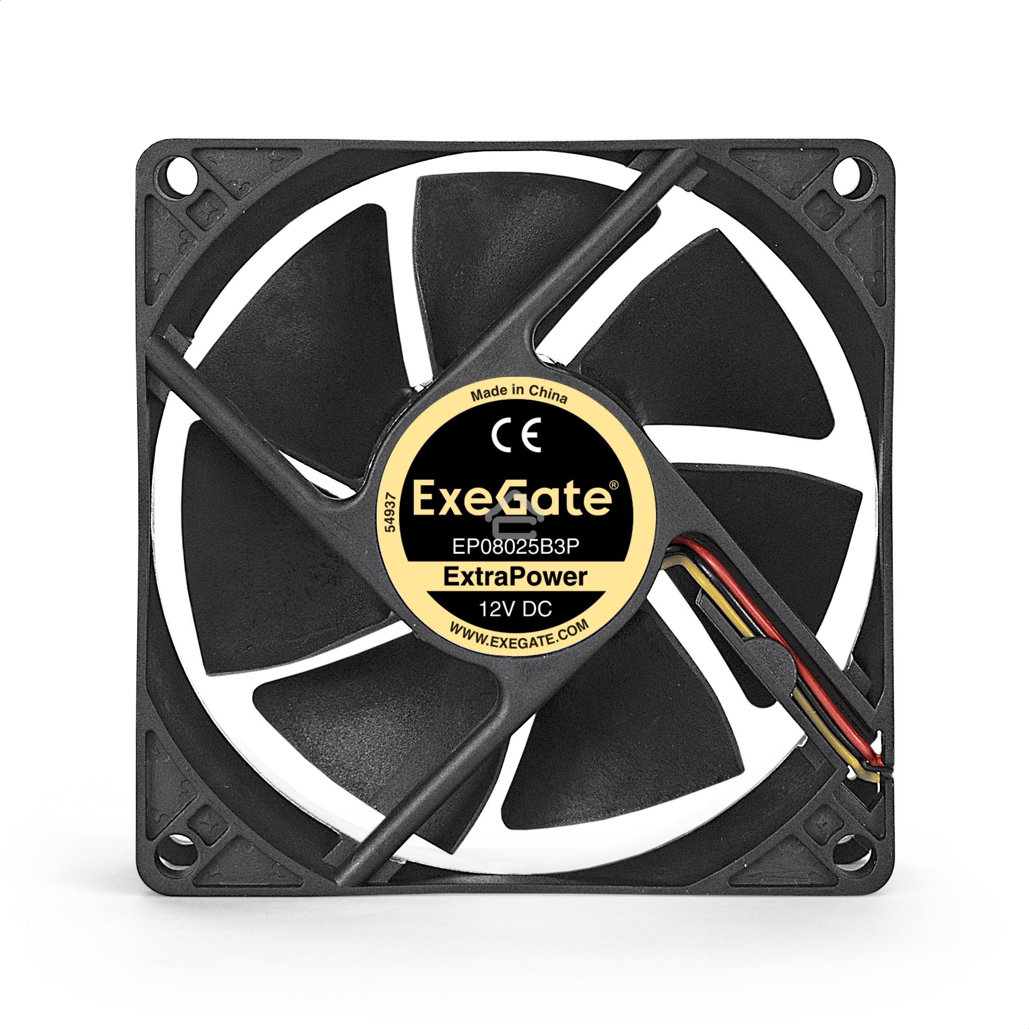 Вентилятор для корпуса ExeGate ExtraPower EP08025B3P черный, 80 мм, 2900 об/мин, 29.5 дБ, 3 pin