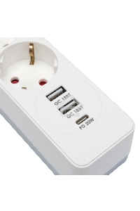Сетевой фильтр Гарнизон EPS-OP-4-CU2-W-2 2.0 Мультипорт 4р, 10А, 1xType-C PD, 2 х USB QC, 4м, ур.защиты 4+, белый, пак(21449)