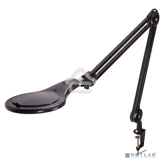 Лупа на струбцине Rexant, круглая, 5D, с подсветкой 56 SMD LED, черная