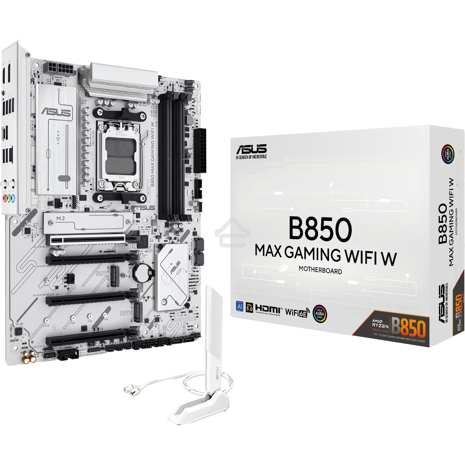 Материнская плата ASUS B850 MAX GAMING WIFI W, AM5, AMD B850, 4xDDR5, 4xSATA, 3xM.2, 1xPCIe 5.0 x16, 1xPCIe 4.0 x4, 2xPCIe 3.0 x1, 1xDisplayPort, 1xHDMI, 1x2.5Gb LAN, Wi-Fi 6E, Bluetooth 5.3, 1xUSB-C 10Gbps, 3xUSB-A 10Gbps, 2xUSB-A 5Gbps, 2xUSB-A 2.0, 3x3