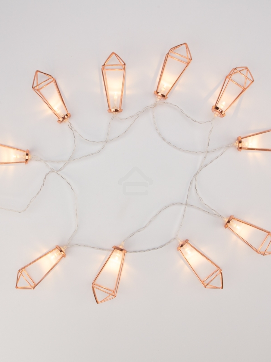 Гирлянда светодиодная «Кристаллы» бронзовые 10 LED, 1,5 м, прозрачный ПВХ, теплый белый свет свечения, 2 х АА (батарейки не в комплекте) NEON-NIGHT