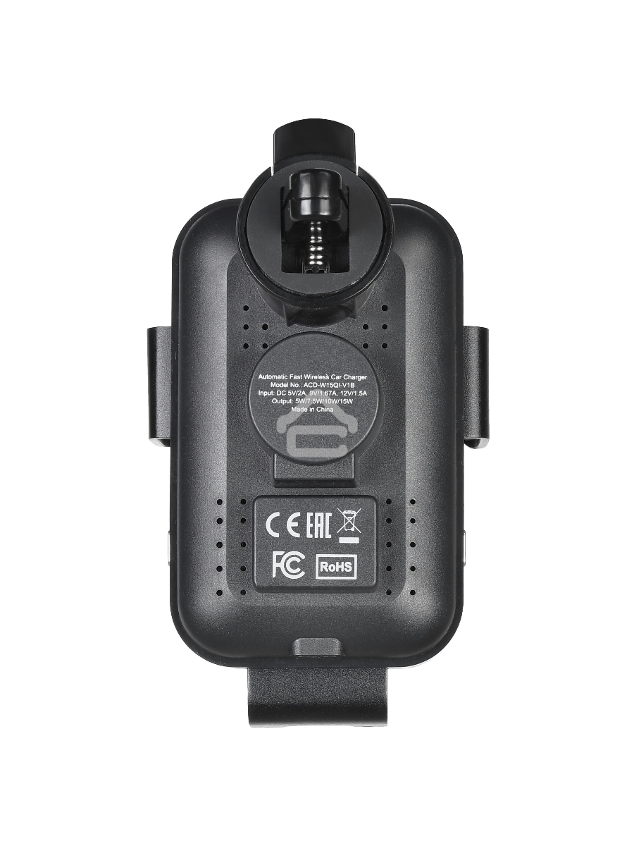 Автомобильная беспроводная зарядка-держатель с QC ACD ACD-W15QI-V1B 15Вт, , 5В/2А~12В/1,5А RTL {20}