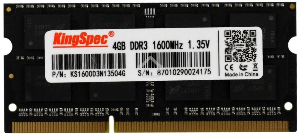 Оперативная память KingSpec, DDR3L, 4GB (1x4 GB), 1600 MHz, CL11, SO-DIMM