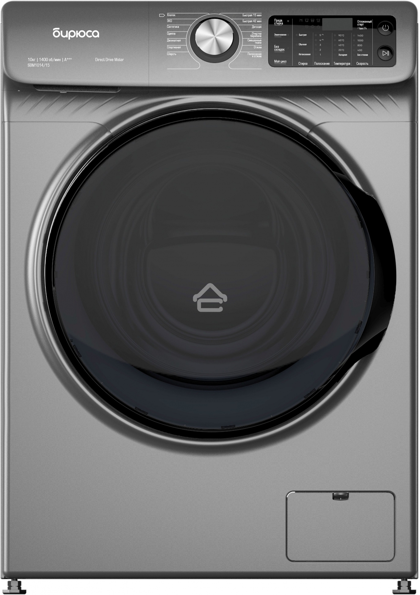 Стиральная машина Бирюса WM-SBM1014/15 M Металлик, загрузка фронтальная 10 кг, 1400 об/мин, класс А+++
