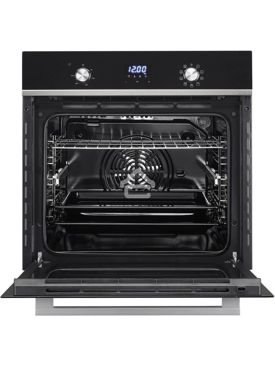 Встраиваемый духовой шкаф MONSHER MOE 6193 Acier, электрический, High-Tech, 60 см, объем 72 л, 9 режимов, дисплей, таймер, телескопические направляющие на 1 уровень, цвет нержавеющая сталь/черный