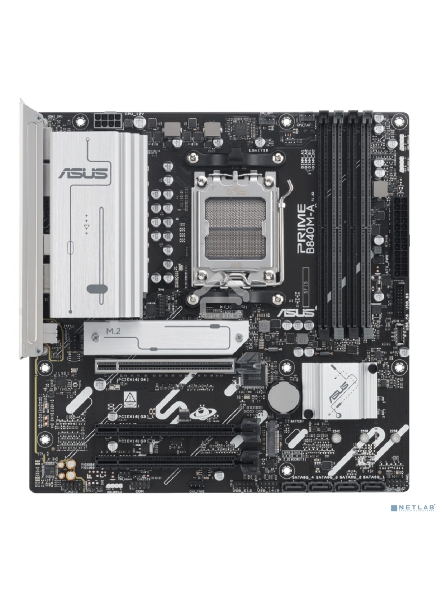 Материнская плата ASUS PRIME B840M-A-CSM, AM5, AMD B840, 4xDDR5, 4xSATA, 3xM.2, 1xPCI-E 4.0 x16, 2xPCI-E 3.0 x16, 1xRealtek 2.5Gb LAN, 2xUSB-A 10Gbps, 1xUSB-C 5Gbps, 4xUSB-A 2.0, 3x3.5 мм, 7.1, micro-ATX