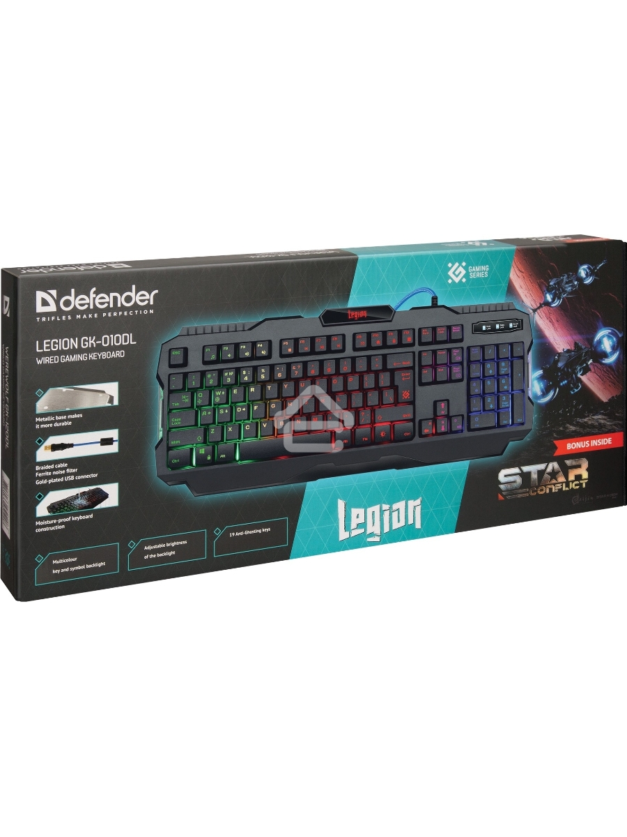 Клавиатура Defender Legion GK-010DL RUпроводная, USB, чёрный