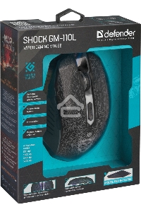 Мышь проводная Defender Shock GM-110L черный, 3200 dpi, USB, кнопки - 6