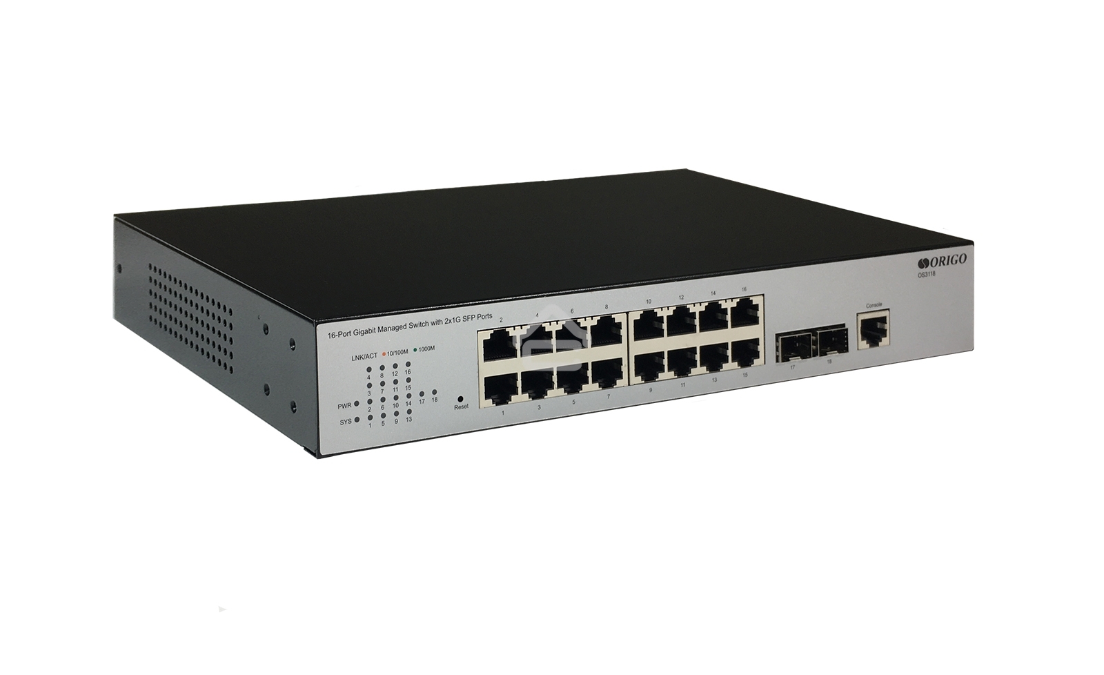 Коммутатор Управляемый L2 16x1000Base-T, 2x1000Base-X SFP, консольный порт RJ-45, комплект для установки в 19