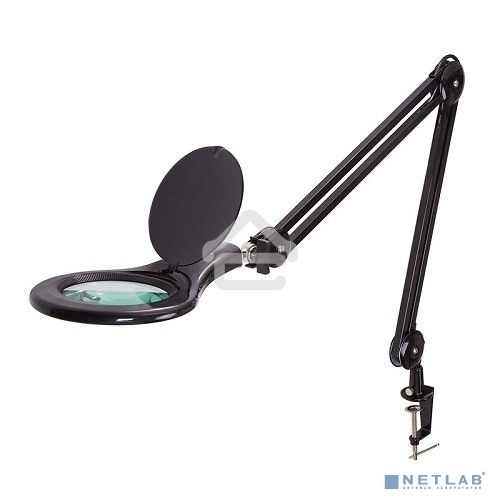 Лупа на струбцине Rexant, круглая, 5D, с подсветкой 56 SMD LED, черная