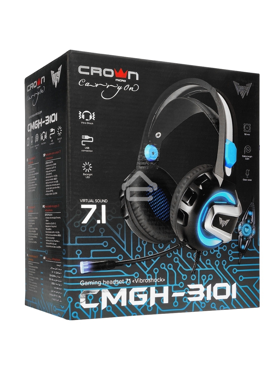 Гарнитура игровая CROWN CMGH-3101 Black&blue