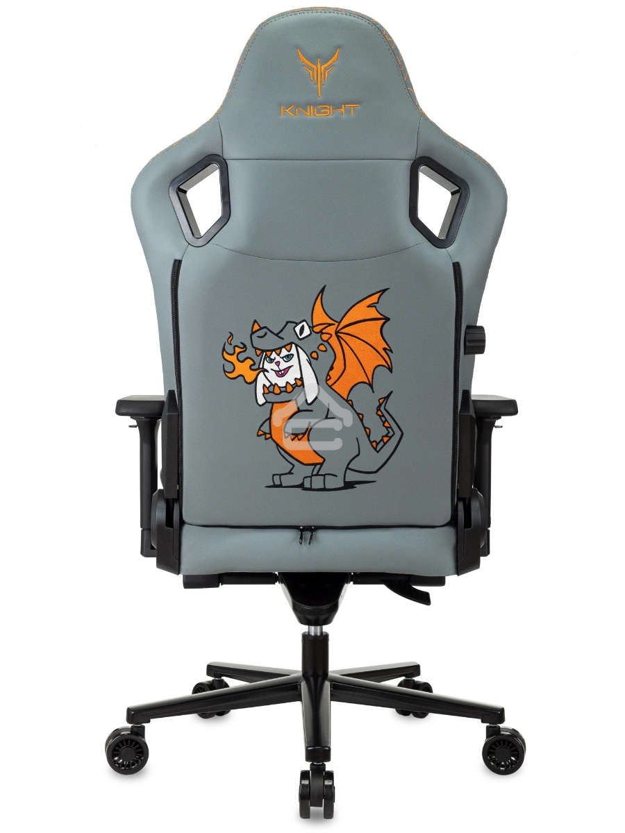 Кресло игровое Knight Craft Dragon серый эко.кожа крестов. металл