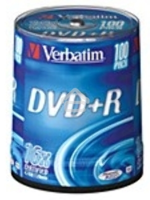 Диск DVD+R Verbatim 4.7Gb 16x Cake Box (100шт) (43551)