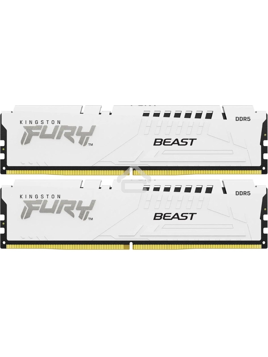 Оперативная память Kingston Fury Beast, DDR5, 32GB (2x16GB), 5600MHz, CL40, DIMM, с радиатором, белый