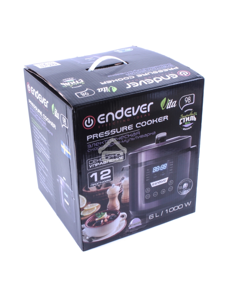Мультиварка-скороварка Endever VITA 98 черный/сливовый электрическая Endever Vita 98