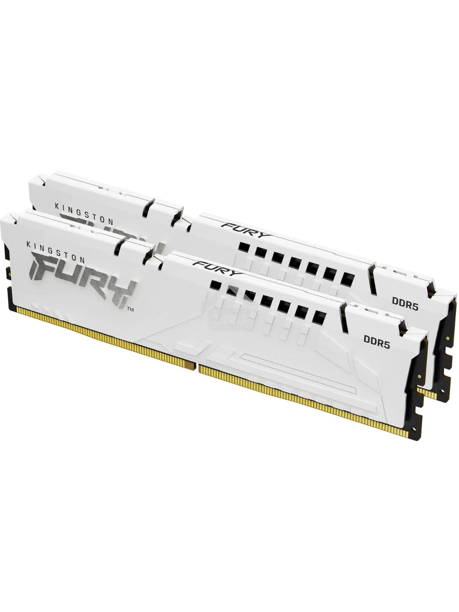 Оперативная память Kingston Fury Beast, DDR5, 32GB (2x16GB), 5600MHz, CL40, DIMM, с радиатором, белый