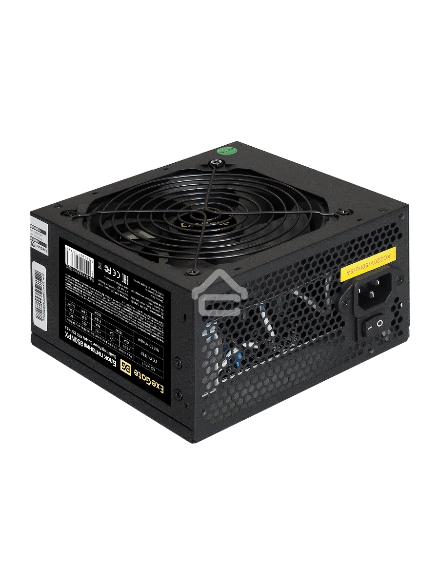 Блок питания ExeGate 850NPX (EX292244RUS-PC), 850W, (ATX, PC, 12cm fan, 24pin, 2x(4+4)pin, 2xPCI-E, 5xSATA, 3xIDE, black, кабель 220V в комплекте 1,8м)