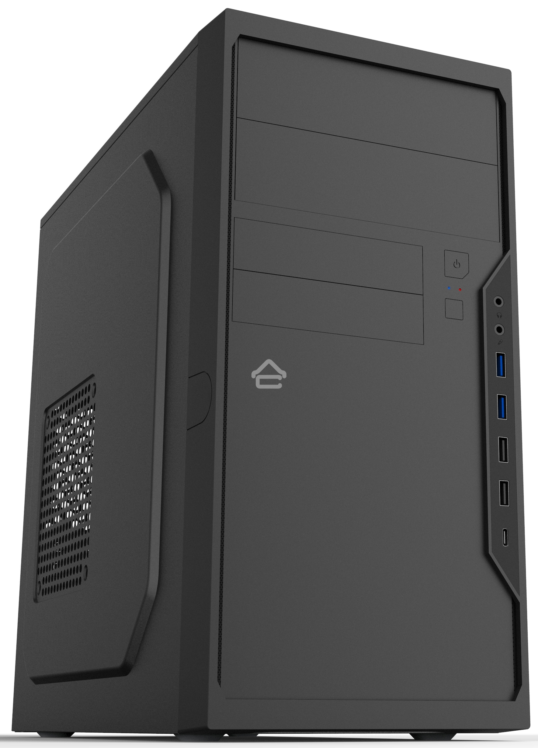 Компьютерный корпус Foxline FL-733R-FZ450R-U32C-PH mATX case, black, w/PSU 450W 12cm, w/2xUSB 2.0, w/2xUSB 3.0, w/1xType-C (USB 2.0), w/2xcombo audio, w/pwr cord, w/o FAN